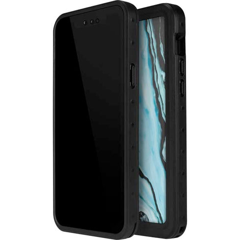 Aqua Blue Marble Ink iPhone 15 Waterproof Case